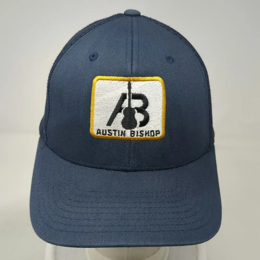 Yupoong Blue Trucker Hat One Size Austin Bishop Guitar Patch Snapback Mesh